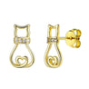 Cubic Zirconia Cat Stud Earrings