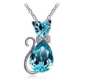 Austrian Crystal Cat Necklace