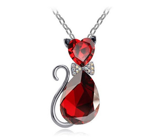 Austrian Crystal Cat Necklace