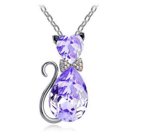 Austrian Crystal Cat Necklace