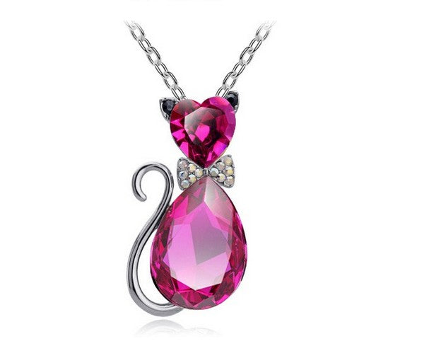 Austrian Crystal Cat Necklace