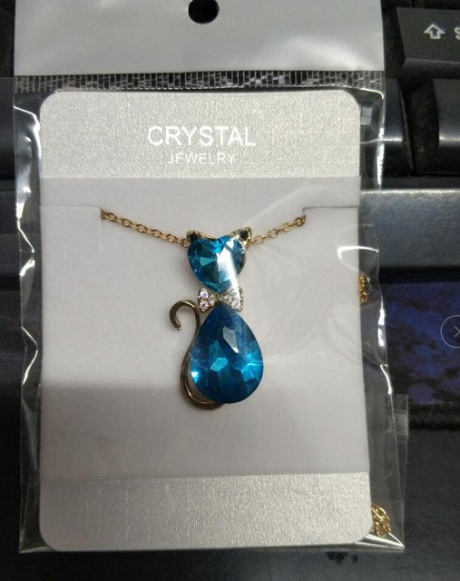 Austrian Crystal Cat Necklace